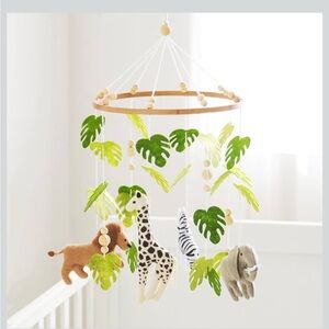Handmade Crib Safari Nursery Mobile with adjustable crib arm